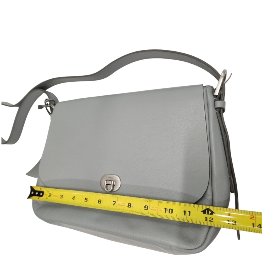 Fossil Leather Grey Harper Large Flap Crossbody Purse - Picture 6 of 16